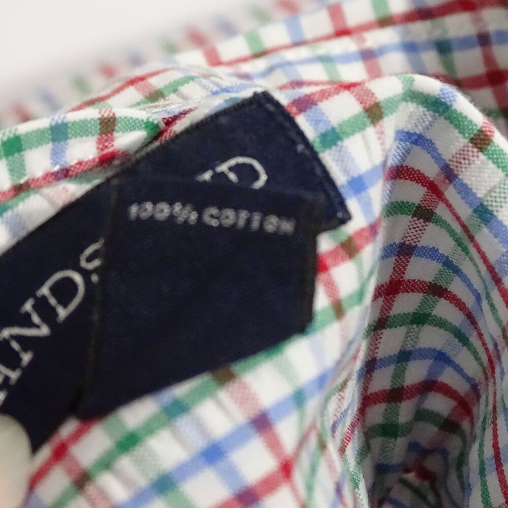 Lands End Button Down Plaid Seersucker Shirt Traditional Fit Size XL 17-17.5 - Picture 7 of 10